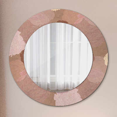 Espejo redondo con marco impreso Composición de rosas