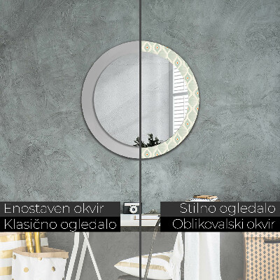 Espejo redondo decorativo impreso Patrón vintage ligero