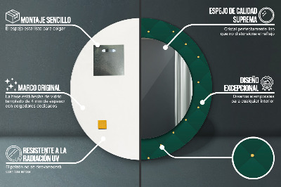 Espejo redondo con marco impreso Plantilla de lujo verde