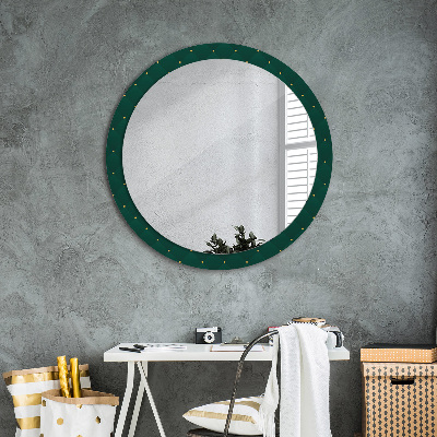 Espejo redondo con marco impreso Plantilla de lujo verde