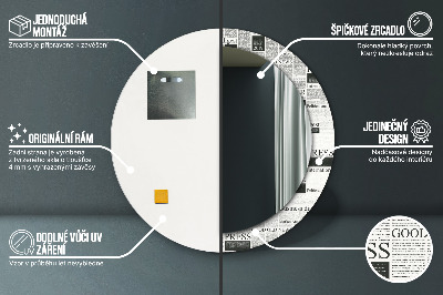 Espejo redondo decorativo impreso Motivo de periódico