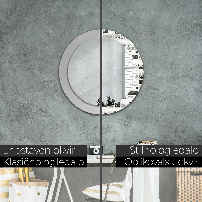 Espejo redondo decorativo impreso Motivo de periódico