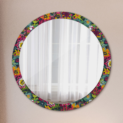 Espejo redondo decorativo impreso Flores pintadas a mano