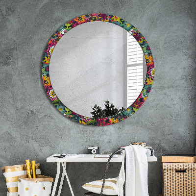 Espejo redondo decorativo impreso Flores pintadas a mano
