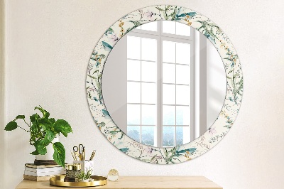 Espejo redondo decorativo impreso Flores de acuarela