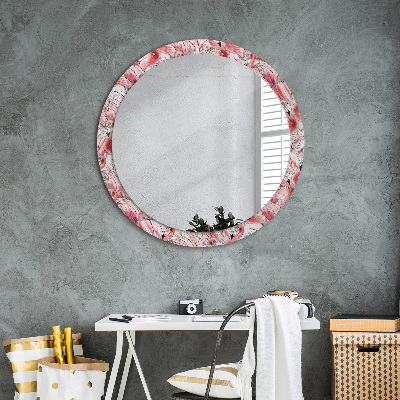 Espejo redondo con marco impreso Patrón de flamencos