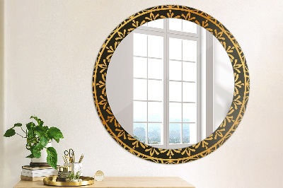 Espejo redondo estampado Mandala de oro