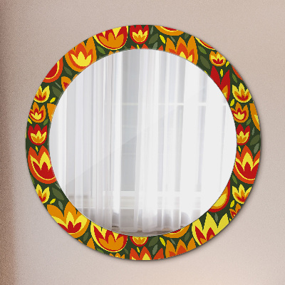 Espejo redondo decorativo impreso Tulipanes retro
