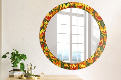 Espejo redondo decorativo impreso Tulipanes retro