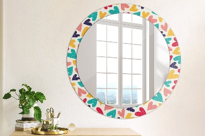 Espejo redondo decorativo impreso Corazones de colores