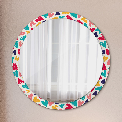 Espejo redondo decorativo impreso Corazones de colores