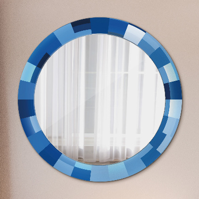 Espejo redondo con marco impreso Azul abstracto
