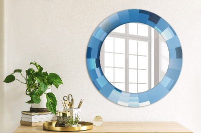 Espejo redondo con marco impreso Azul abstracto