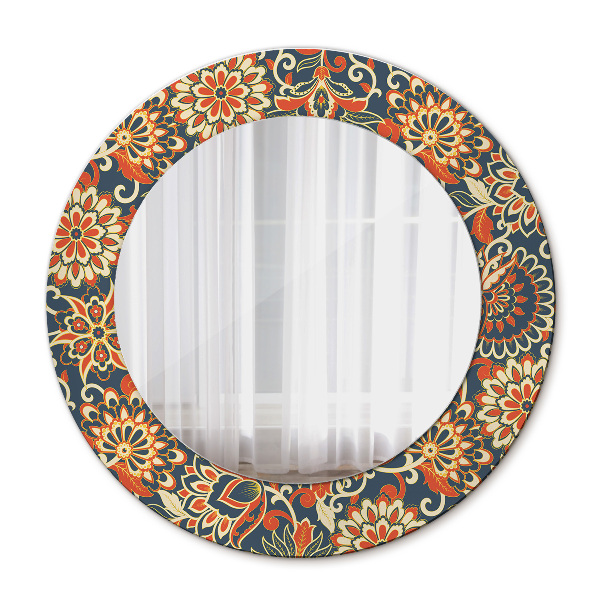 Espejo redondo con marco impreso Vintage ilustración floral