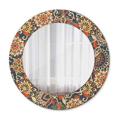 Espejo redondo con marco impreso Vintage ilustración floral