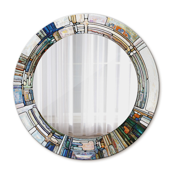 Espejo redondo decorativo impreso Vidriera abstracta