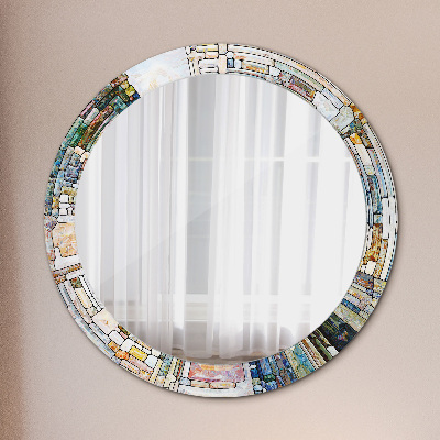 Espejo redondo decorativo impreso Vidriera abstracta