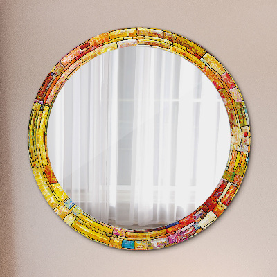 Espejo redondo estampado Vidrieras de colores