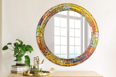 Espejo redondo estampado Vidrieras de colores