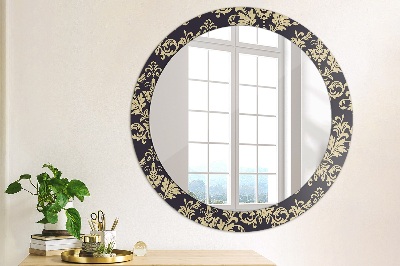 Espejo redondo con marco impreso Patrón floral