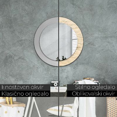 Espejo redondo decorativo impreso Madera clara