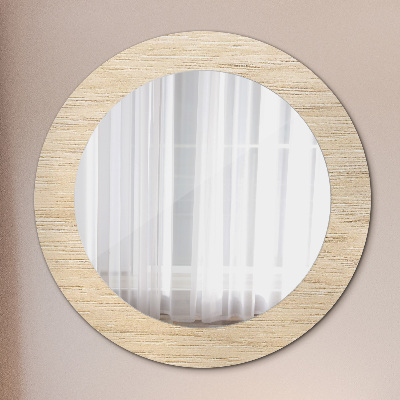 Espejo redondo decorativo impreso Madera clara