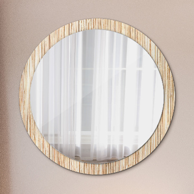 Espejo redondo decorativo impreso Paja de bambú