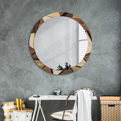 Espejo redondo decorativo impreso Madera geométrica 3d