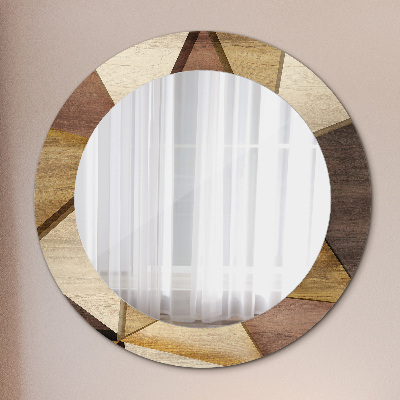 Espejo redondo decorativo impreso Madera geométrica 3d