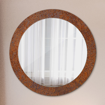 Espejo redondo con marco impreso Metal oxidado