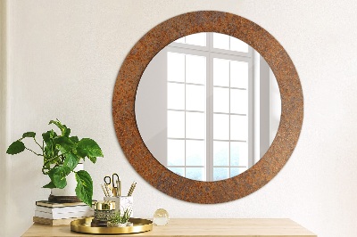 Espejo redondo con marco impreso Metal oxidado