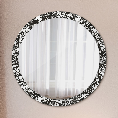 Espejo redondo estampado Líquido abstracto
