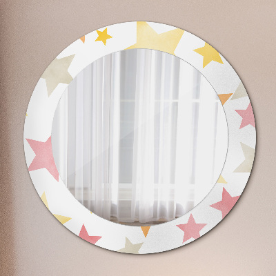 Espejo redondo decorativo impreso Estrellas color pastel
