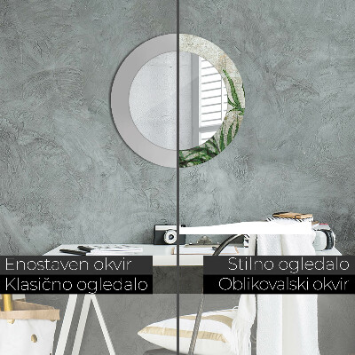 Espejo redondo decorativo impreso Hojas de helecho