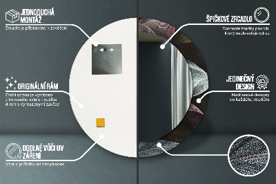 Espejo redondo decorativo impreso Hojas tropicales oscuras