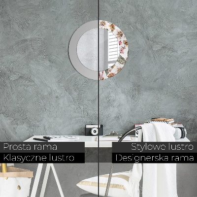 Espejo redondo decorativo impreso Flores vintage