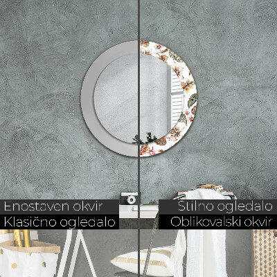 Espejo redondo decorativo impreso Flores vintage