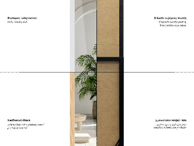 Espejo de pie on marco negro 36x156 cm