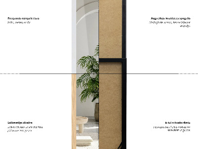 Espejo de pie on marco negro 36x156 cm