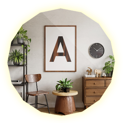 Espejo geométrico con iluminación LED