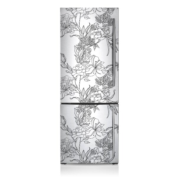 Funda magnética para refrigerador Flores en blanco y negro