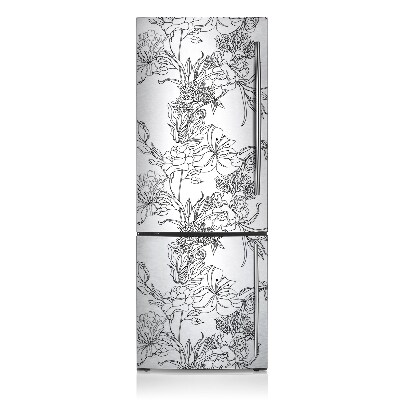 Funda magnética para refrigerador Flores en blanco y negro