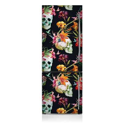 Funda magnética para refrigerador Cráneos y flores