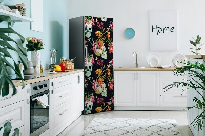 Funda magnética para refrigerador Cráneos y flores