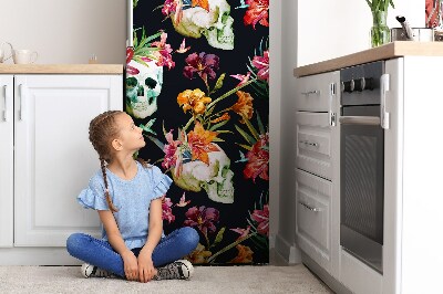 Funda magnética para refrigerador Cráneos y flores