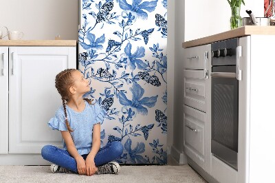 Funda magnética para refrigerador Flores azules