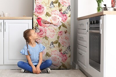 Imán decorativo para refrigerador Pájaros y flores