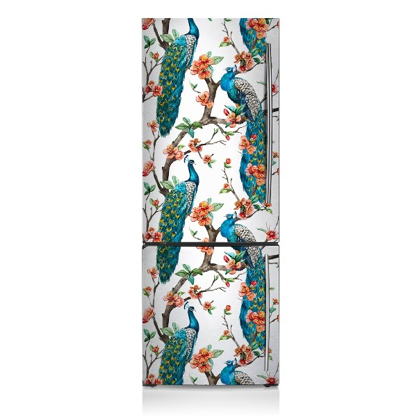 Funda magnética para refrigerador Pavo real y flores