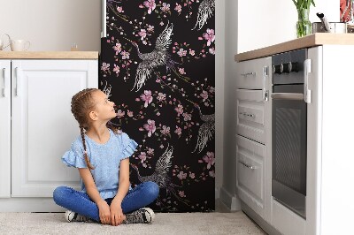 Imán decorativo para refrigerador Garzas y flores