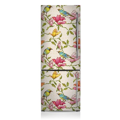 Funda magnética para refrigerador Flores y pájaros